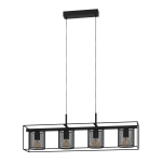 SOSPENSIONE CATTERICK 4 X E27 STRUTTURA IN METALLO RETICOLATO NERO H 1100 x L 910