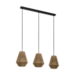 SOSPENSIONE ALDERNEY 3 X E27 STRUTTURA IN METALLO PARALUME TESSUTO CAPPUCCINO H 1100 x L 900