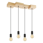 SOSPENSIONE HALKIN 4 X E27 STRUTTURA IN LEGNO PARALUME METALLO NERO  H 1100 x L 720