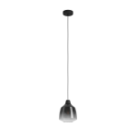 SOSPENSIONE SEDBERGH 1 X E27 STRUTTURA METALLO PARALUME VETRO FUMÈ Ø 200 H 1100
