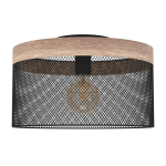 PLAFONIERA KILNSDALE 1 X E27 STRUTTURA LEGNO E METALLO RETICOLATO NERO Ø 380 H 240