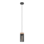 SOSPENSIONE KILNSDALE 1 X E27 STRUTTURA LEGNO E METALLO RETICOLATO NERO Ø 110 H 1100
