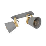 PLAFONIERA TWICKEN 2 X E27 STRUTTURA METALLO ORO E GRIGIO H 175 x L 370