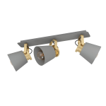 PLAFONIERA TWICKEN 3 X E27 STRUTTURA METALLO ORO E GRIGIO H 175 x L 590