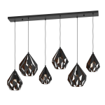 SOSPENSIONE CARLTON 1 6 X E27 STRUTTURA METALLO NERO INTERNO IN RAME H 1070 x L 1455