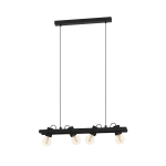 SOSPENSIONE PLIMSOLL 4 X E27 STRUTTURA METALLO NERO PARALUMI REGOLABILI H 1100 x L 770