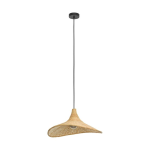 SOSPENSIONE HAXEY 1 X E27 STRUTTURA METALLO PARALUME LEGNO RETICOLATO Ø 500 H 1100