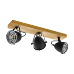 PLAFONIERA GATEBECK 3 X E14 STRUTTURA METALLO NERO E LEGNO 59 x 11 H20.5