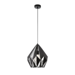 SOSPENSIONE CARLTON 1 1 X E27 STRUTTURA METALLO NERO PARALUME INTERNO ARGENTO Ø31 H110