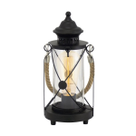 LAMPADA DA TAVOLO BRADFORD 1 X E27 STRUTTURA METALLO NERO DIFFUSORE VETRO TRASPARENTE STILE LANTERNA Ø14 H33
