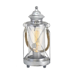 LAMPADA DA TAVOLO BRADFORD 1 X E27 STRUTTURA METALLO ARGENTO ANTICATO DIFFUSORE VETRO TRASPARENTE STILE LANTERNA Ø14 H33