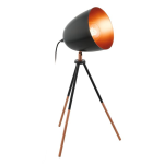 LAMPADA DA TAVOLO CHESTER 1 X E27 STRUTTURA METALLO NERO E PIEDI IN RAME 29x29 H44