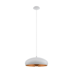 SOSPENSIONE MOGANO 1 1 X E27 STRUTTURA METALLO BIANCO INTERNO RAME Ø40 H110