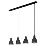 SOSPENSIONE PRIDDY 4 X E27 PARALUME METALLO NERO INTERNO BIANCO 97.5 x 15.5 H110