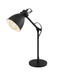 LAMPADA DA TAVOLO PRIDDY 1 X E27 PARALUME METALLO NERO INTERNO BIANCO H42.5