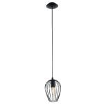 SOSPENSIONE NEWTOWN 1 X E27 PARALUME METALLO NERO RETICOLATO Ø16 H110