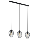 SOSPENSIONE NEWTOWN 3 X E27 PARALUME METALLO NERO RETICOLATO 70 x 16 H110