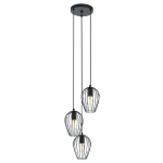 SOSPENSIONE NEWTOWN 3 X E27 PARALUME METALLO NERO RETICOLATO Ø38 H130