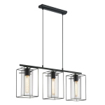 LONCINO 3 X E27 STRUTTURA METALLO NERO DIFFUSORE VETRO FUMÈ 74.5 x 15 H110
