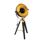 LAMPADA DA TAVOLO COVALEDA 1 X E27 STRUTTURA LEGNO NERO DETTAGLI ORO PARALUME INTERNO ORO Ø38 H73.5