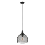 SOSPENSIONE STRAITON 1 X E27 STRUTTURA PARALUME METALLO NERO RETICOLATO Ø28 H110