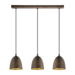 SOSPENSIONE SAFI 3 X E27 STRUTTURA METALLO MARRONE PARALUME INTERNO ORO 70 x 16 H110