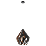 SOSPENSIONE CARLTON 1 1 X E27 PARALUME METALLO NERO INTERNO RAME Ø38.5 H150