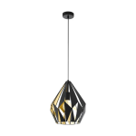 SOSPENSIONE CARLTON 1 1 X E27 PARALUME METALLO NERO INTERNO ORO Ø31 H110