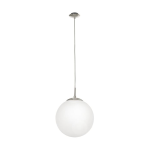 SOSPENSIONE RONDO 1 X E27 STRUTTURA METALLO NICKEL SATINATO DIFFUSORE VETRO OPACO Ø25 H110