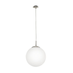 SOSPENSIONE RONDO 1 X E27 STRUTTURA NICKEL SATINATO DIFFUSORE VETRO OPACO Ø30 H110