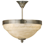 PLAFONIERA MARBELLA 3 X E14 STRUTTURA METALLO BRUNITO DIFFUSORE VETRO ALABASTRO Ø37 H41
