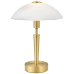 LAMPADA DA TAVOLO SOLO 1 1 X E14 STRUTTURA METALLO OTTONE OPACO DIFFUSORE VETRO SATINATO Ø26 H35