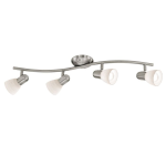 PLAFONIERA DAKAR 1 4 X E14 STRUTTURA METALLO NICKEL SATINATO DIFFUSORE VETRO A STRISCE 65 x 10