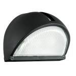 APPLIQUE DA ESTERNO ONJA 1 X E27 STRUTTURA ALLUMINIO NERO DIFFUSORE VETRO SCANALATO CHIARO IP44 22 x 15 H15.5