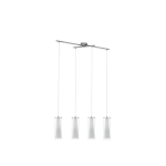 SOSPENSIONE PINTO 4 X E27 STRUTTURA METALLO CROMATO DIFFUSORE VETRO OPACO 90.5 x 36 H110