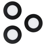 PANNELLO DA INCASSO TRIS 3 X FUEVA-Z LED 3 X 2,8W CAMBIO COLORE 2700K - 6500K CON TELECOMANDO E APP STRUTTURA POLICARBONATO NERO Ø8.5 H2.6 Foro Ø7.5