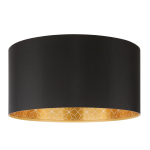 PLAFONIERA ZARAGOZA 1 X E27 STRUTTURA METALLO NERO DIFFUSORE TESSUTO INTERNO ORO CON DECORI Ø47.5 H24