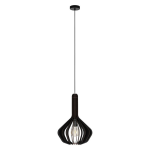 SOSPENSIONE VELASCO 1 X E27 STRUTTURA METALLO NERO PARALUME LEGNO NERO Ø38 H110