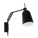 APPLIQUE LORETO 1 X E27 STRUTTURA METALLO NERO INTERNO BIANCO REGOLABILE 67 x 14 H36.5