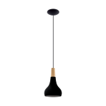 SOSPENSIONE SABINAR 1 X E27 STRUTTURA METALLO NERO DETTAGLIO LEGNO Ø18 H110