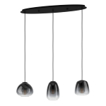 SOSPENSIONE AGUILARES 3 X E27 STRUTTURA METALLO NERO DIFFUSORE VETRO VAPORIZZATO 84 x 19.5 H104.5