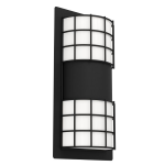 APPLIQUE CISTIERNA 2 2 X E27 STRUTTURA METALLO NERO DIFFUSORE POLICARBONATO BIANCO IP44 13 H35