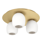 PLAFONIERA MANZANARES 3 X E27 STRUTTURA METALLO ORO DIFFUSORE VETRO OPACO Ø45 H19