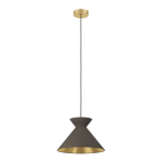 SOSPENSIONE NASTASIA 1 X E27 STRUTTURA METALLO ORO DIFFUSORE TESSUTO CAPPUCCINO Ø38 H110