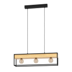 SOSPENSIONE LIBERTAD 1 3 X E27 STRUTTURA METALLO NERO DETTAGLIO LEGNO 76 x 14 H110