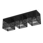 PLAFONIERA PIEDRITAS 3 X E27 STRUTTURA METALLO NERO 73 x 18 H20.5