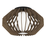 PLAFONIERA RUSTICARIA 1 X E27 STRUTTURA LEGNO DIFFUSORE VETRO BIANCO Ø45 H27.5