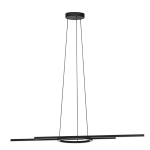 SOSPENSIONE ZILLERIO-Z LED 16W + 8W 2700K - 6500K CAMBIO COLORE APP TELECOMANDO STRUTTURA METALLO NERO DIFFUSORE POLICARBONATO BIANCO 116 x 30 H110