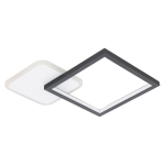 PLAFONIERA GAFARES LED 15W 3000K - 6500K CAMBIO COLORE CON TELECOMANDO STRUTTURA METALLO NERO E BIANCO 33 x 33 H5