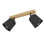 PLAFONIERA COTORRO 2 X E27 STRUTTURA IN LEGNO PARALUME METALLO NERO 54 x 14.5 H23